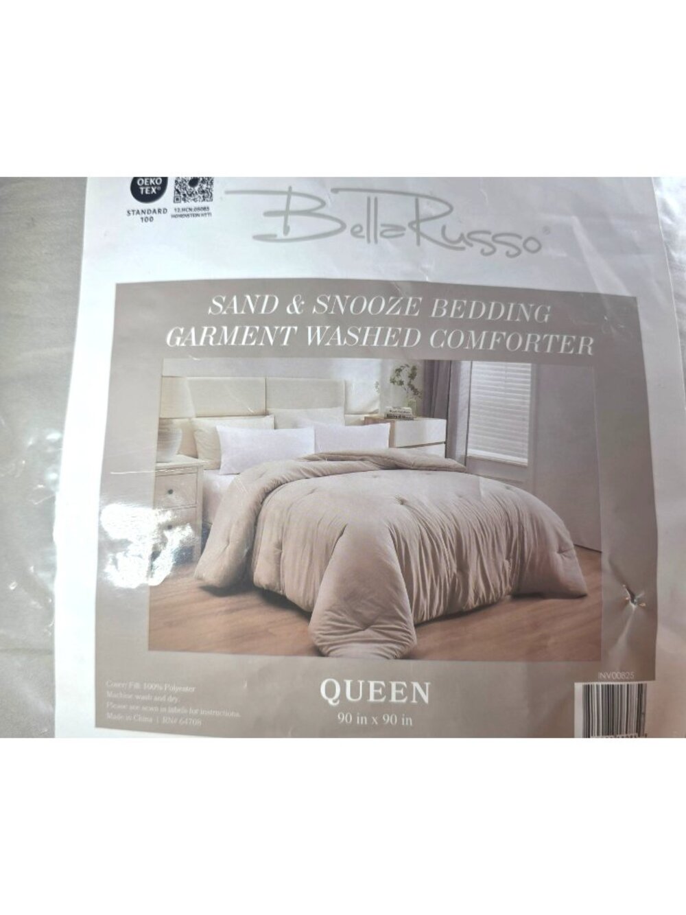 Bella Russo Comforter Sand & Snooze Bedding Garment Washed Queen 90x90 Beige